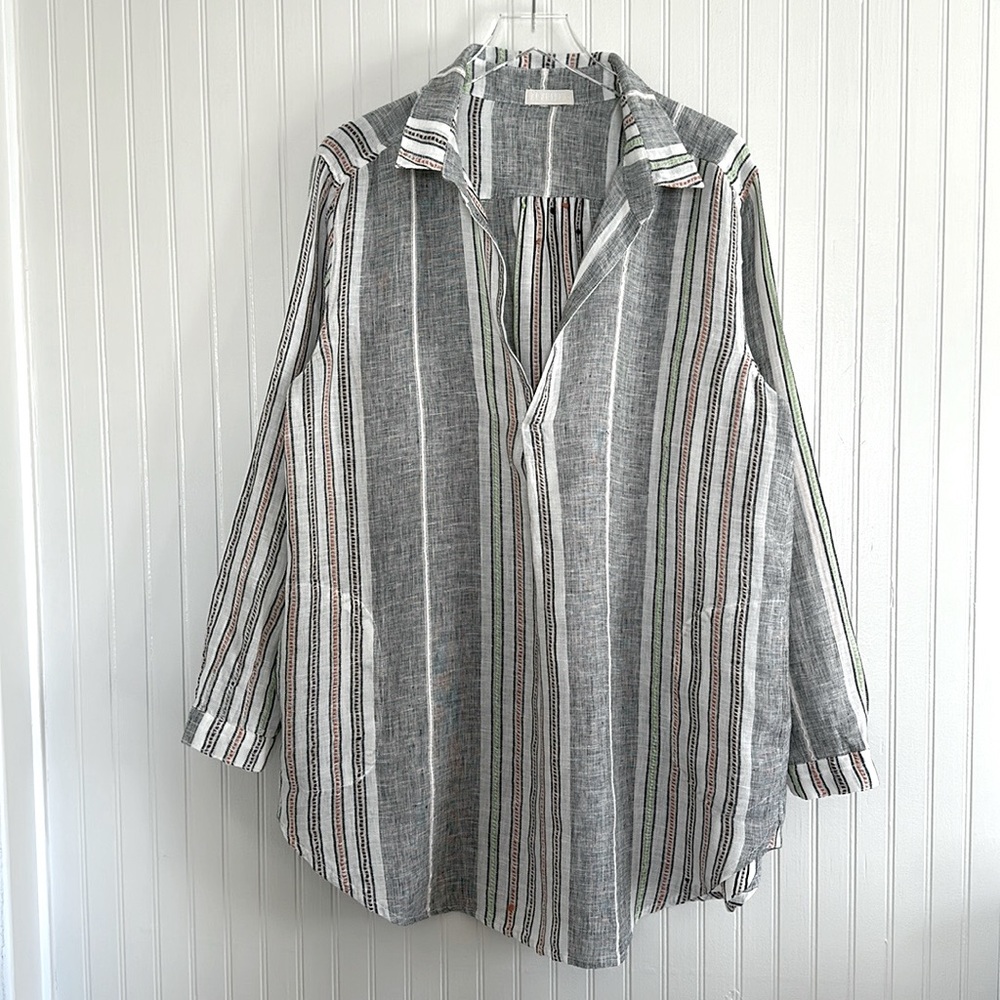 CP Shades Popover Linen Striped Tunic